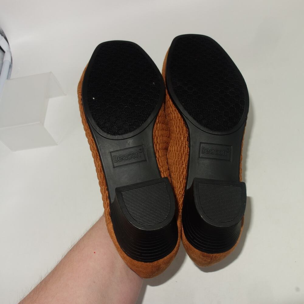 Comfort-well Beacon Stretch-n-Form Pumps Brown Square Medium Heel Shoes 7W - Picture 7 of 7